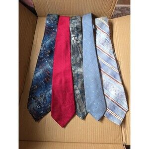 Lot of 5 Neckties Men's Blue Red Patterned Business Casual Dress Ties